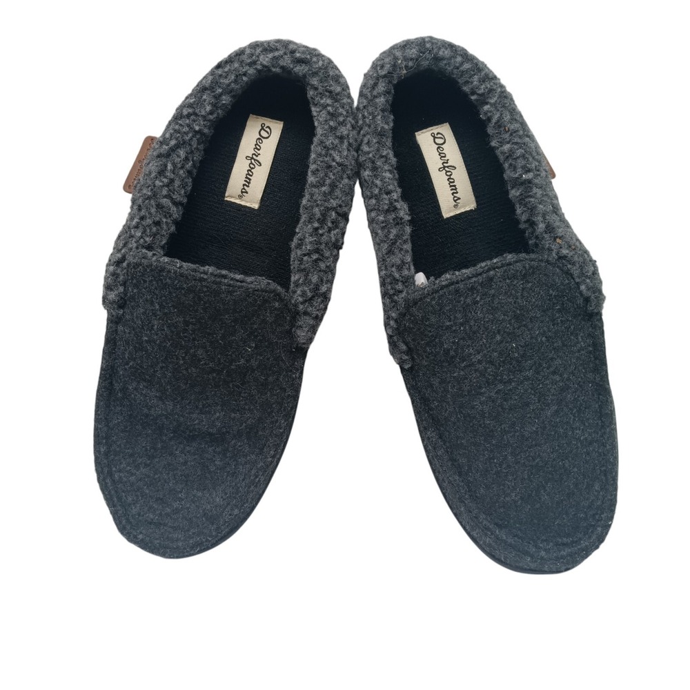 DEARFOAMS  Men's‎ Memory Foam  In/Outdoor Slip On Comfy Slippers  Black  S (7-8)